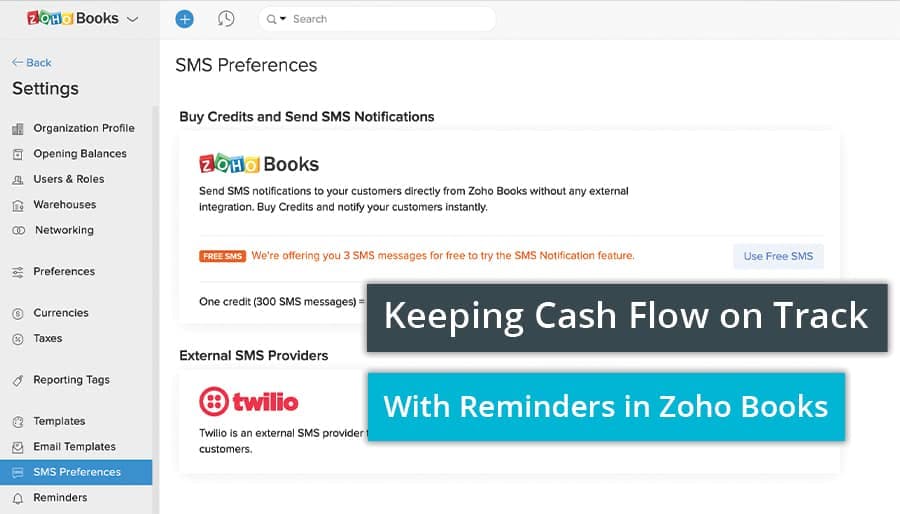 Keeping Cash Flow on Track With Reminders in Zoho Books